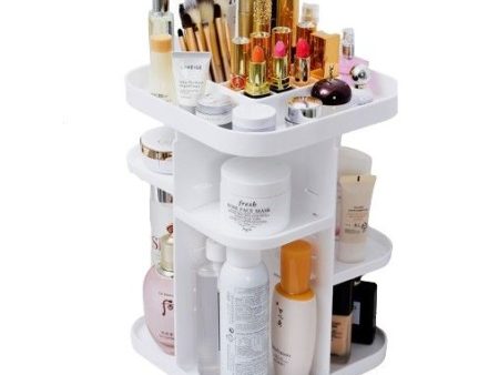 360 Rotating Large Capacity Makeup Organizer for Bedroom and Bathroom (White) Fashion