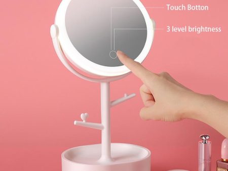 Ecoco Smart LED Light Cosmetic Makeup Mirror USB Touch Screen Home Desk Vanity 360° Pink For Sale