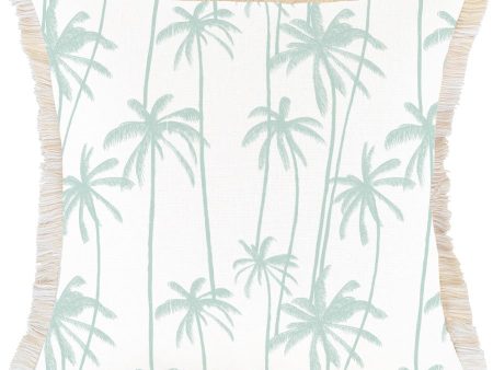 Cushion Cover-Coastal Fringe-Tall-Palms-Mint-60cm x 60cm Hot on Sale