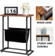 Industrial Side Table with Magazine Holder Sling and Metal Structure (Brown) Fashion