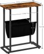 Industrial Side Table with Magazine Holder Sling and Metal Structure (Brown) Fashion