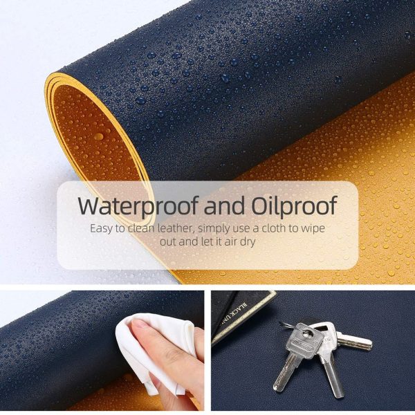 Dark Blue 90cm*45cm Dual Side Office Desk Pad Waterproof PU Leather Computer Mouse Pad Online