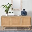 Olearia  Buffet Table 150cm 3 Door Solid Mango Wood Storage Cabinet Natural For Discount