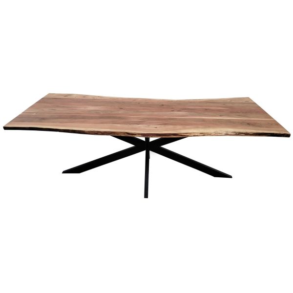 Lantana Dining Table 240cm Live Edge Solid Acacia Timber Wood Metal Leg -Natural Online