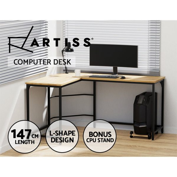 Artiss Corner Computer Desk L-Shaped Student Home Office Study Table Oak Online now