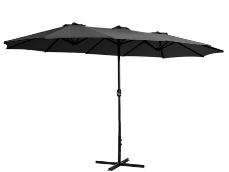 Instahut Outdoor Umbrella Twin Umbrellas Beach Garden Stand Base Sun Shade 4.57m Supply