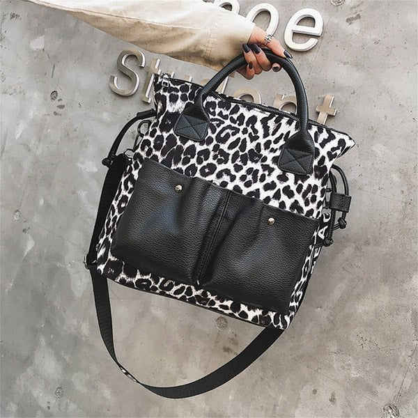 High Quality Leopard Patchwork Shoulder Bag For Discount