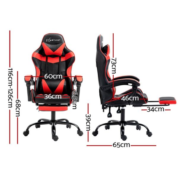 Artiss Office Chair Gaming Computer Executive Chairs Racing Seat Recliner Red Online now