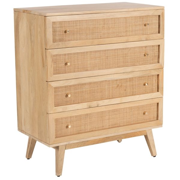 Olearia  Storage Cabinet Buffet Chest of 4 Drawer Mango Wood Rattan Natural Fashion