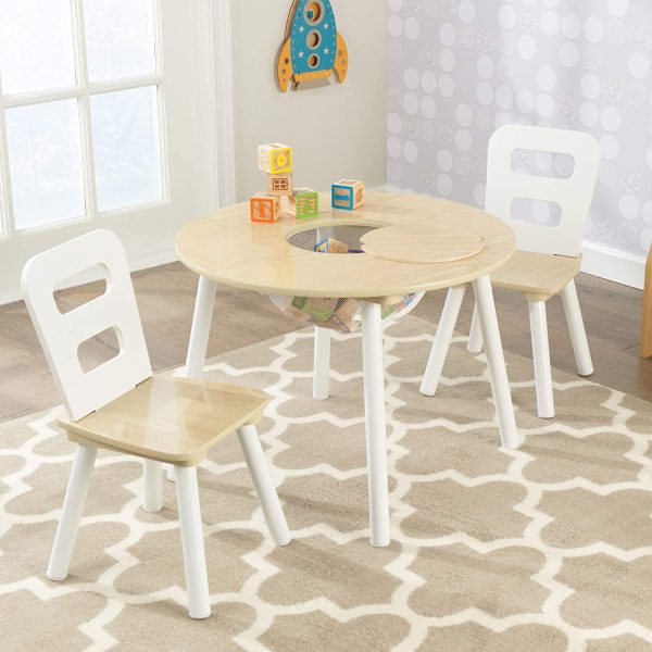 Round Table and 2 Chair Set for children (White Natural) Discount