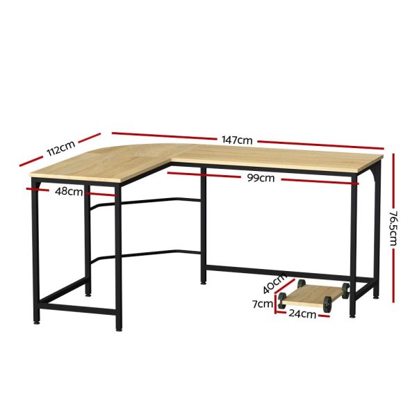 Artiss Corner Computer Desk L-Shaped Student Home Office Study Table Oak Online now