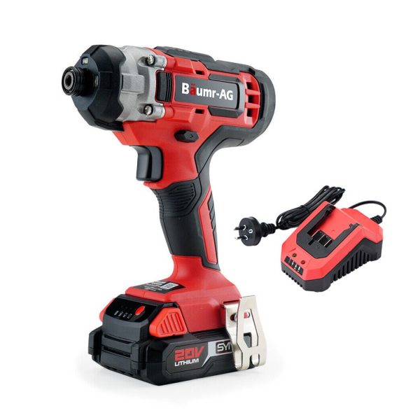 BAUMR-AG 20V Cordless Impact Driver Lithium Screwdriver Kit w  Battery Charger on Sale