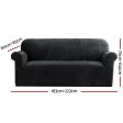 Artiss Velvet Sofa Cover Plush Couch Cover Lounge Slipcover 3 Seater Black For Discount