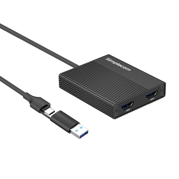 Simplecom DA369 USB 3.0 or USB-C to Dual 4K HDMI 2.0 Display Adapter for 2x 4K@60Hz Extended Screens For Discount