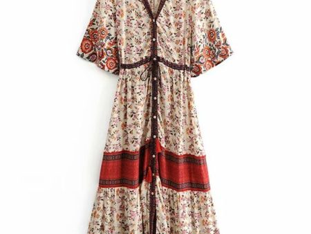 Women s Bohemian Beach Maxi Dress With Bat Sleeves | S-L |  2 Colours on Sale