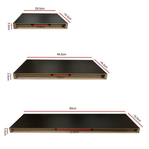 Ekkio Floating Shelf Set of 3 Black EK-WS-100-SH Fashion