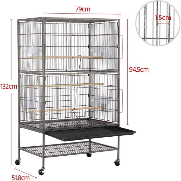 132cm Large Rolling Mobile Bird Cage Birdcage Finch Aviary Parrot Animals Playtop Stand Canary Finch Online Hot Sale