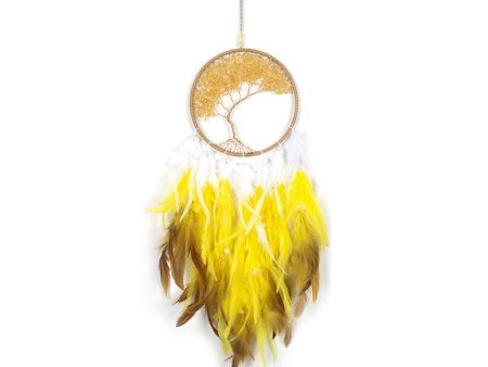 Tree Of Life Dream Catcher | Yellow & Brown Hot on Sale