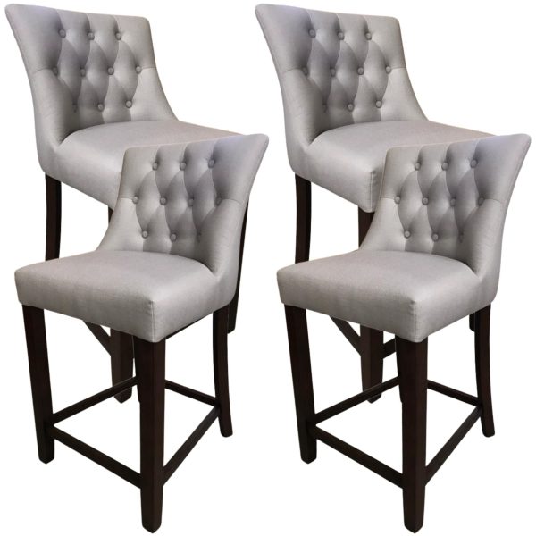 Florence  4pc High Fabric Dining Chair Bar Stool French Provincial Solid Timber Hot on Sale