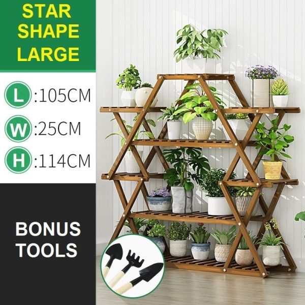 STAR Shape Bamboo Plant Stand Supplier Multi Tier Flower Rack for Indoor Outdoor Large Fashion