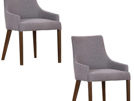 Tuberose Dining Chair Set of 2 Fabric Seat Solid Acacia Wood Furniture - Grey Cheap