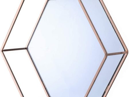 Hexagon Hanging Mirror for Home Decoration (Rose Gold Color) For Sale