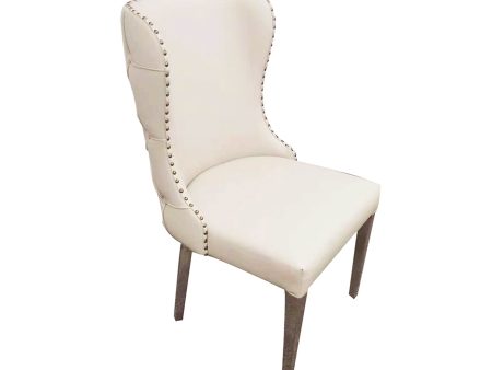 2X Studded Dining Chairs PU Beige & Silver Frame Online Sale