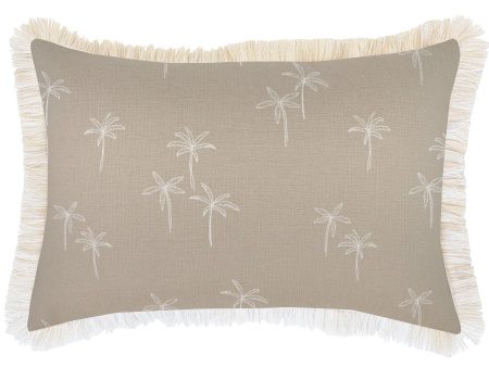 Cushion Cover-Coastal Fringe Natural-Palm Cove Beige-35cm x 50cm Cheap