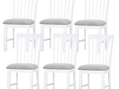 Laelia Dining Chair Set of 6 Solid Acacia Timber Wood Coastal Furniture - White Online now