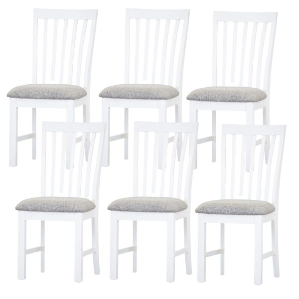 Laelia Dining Chair Set of 6 Solid Acacia Timber Wood Coastal Furniture - White Online now